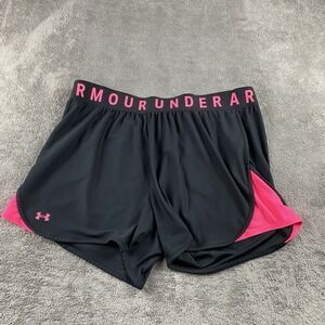 Under Armour‎ UA Play Up Stripe Shorts 3.0 Womens 3X Black Pink Loose